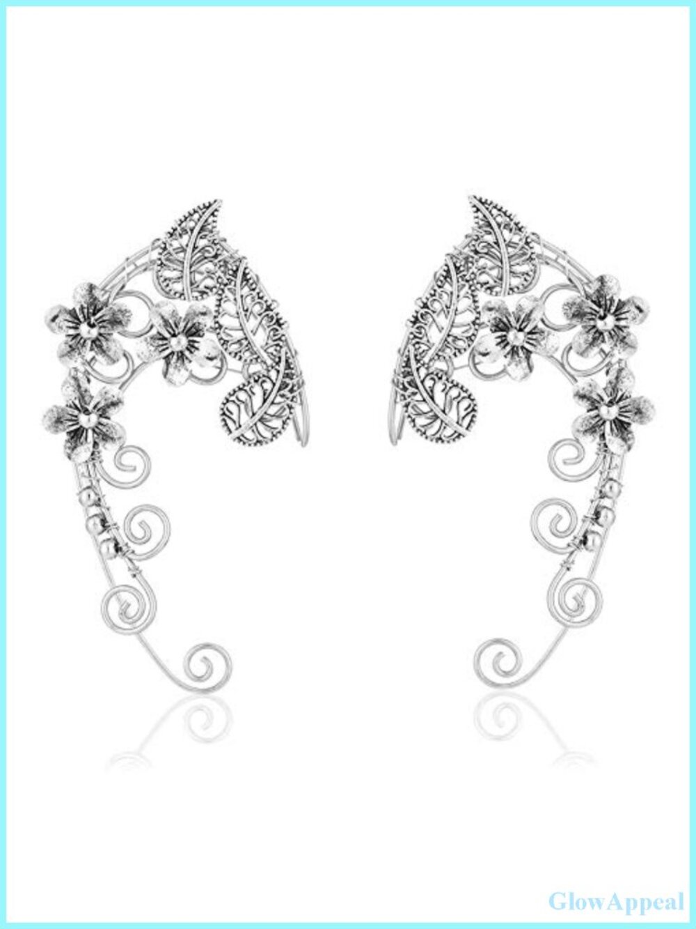 Handmade Elf Ear Cuffs Clip-on Filigree Earrings for Women Halloween Cosplay